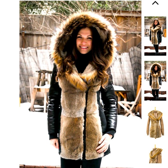 Rudsak Arly Leather Sleeved Parka With Fur Trim size XS - Picture 5 of 9